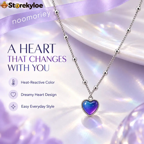 Temperature-Sensitive Color-Changing Heart Necklace for Women