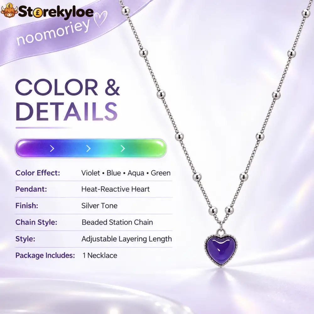 Temperature-Sensitive Color-Changing Heart Necklace for Women