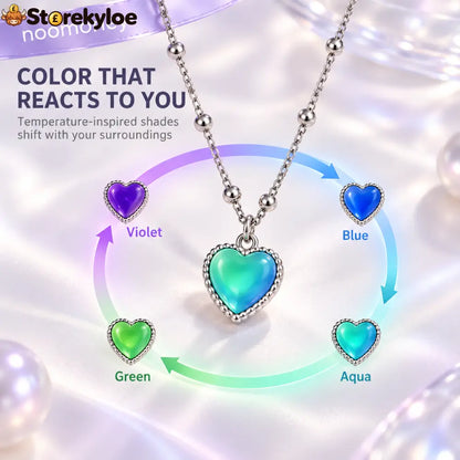 Temperature-Sensitive Color-Changing Heart Necklace for Women