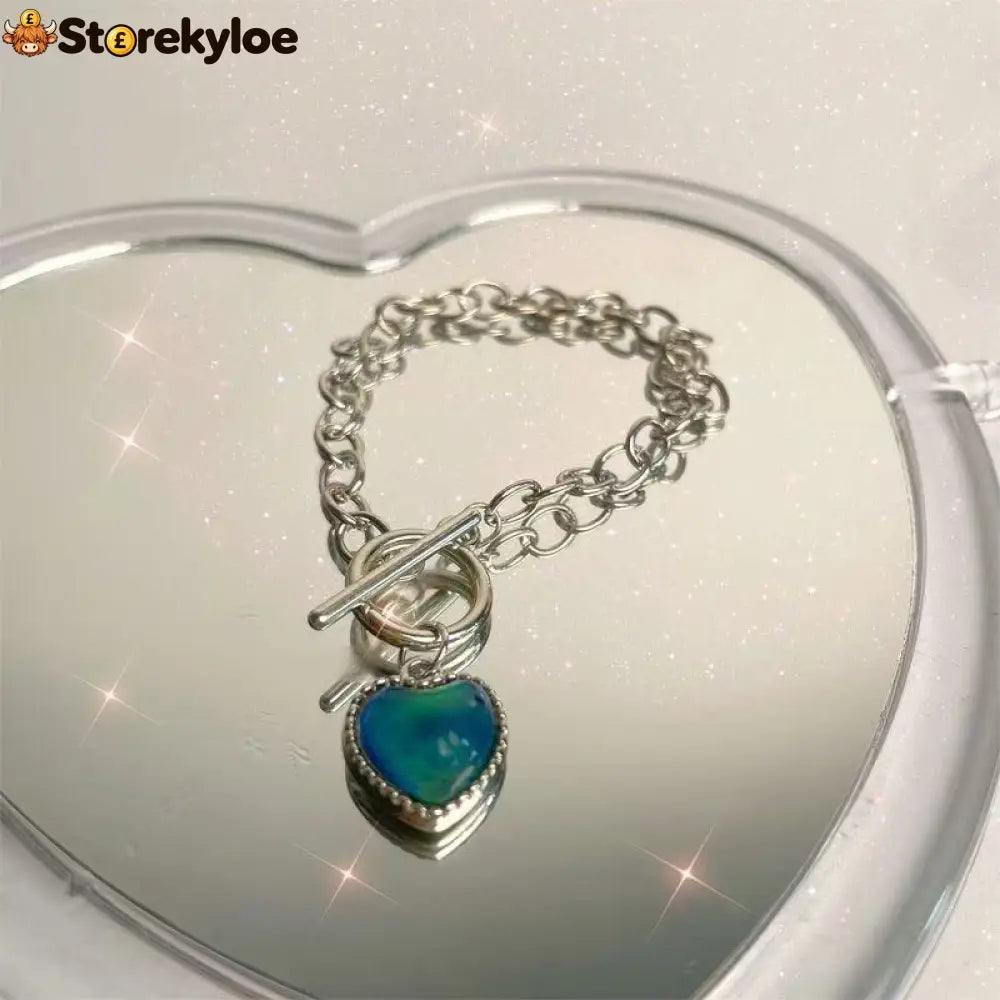 Temperature-Sensitive Color-Changing Heart Necklace for Women - Bracelet