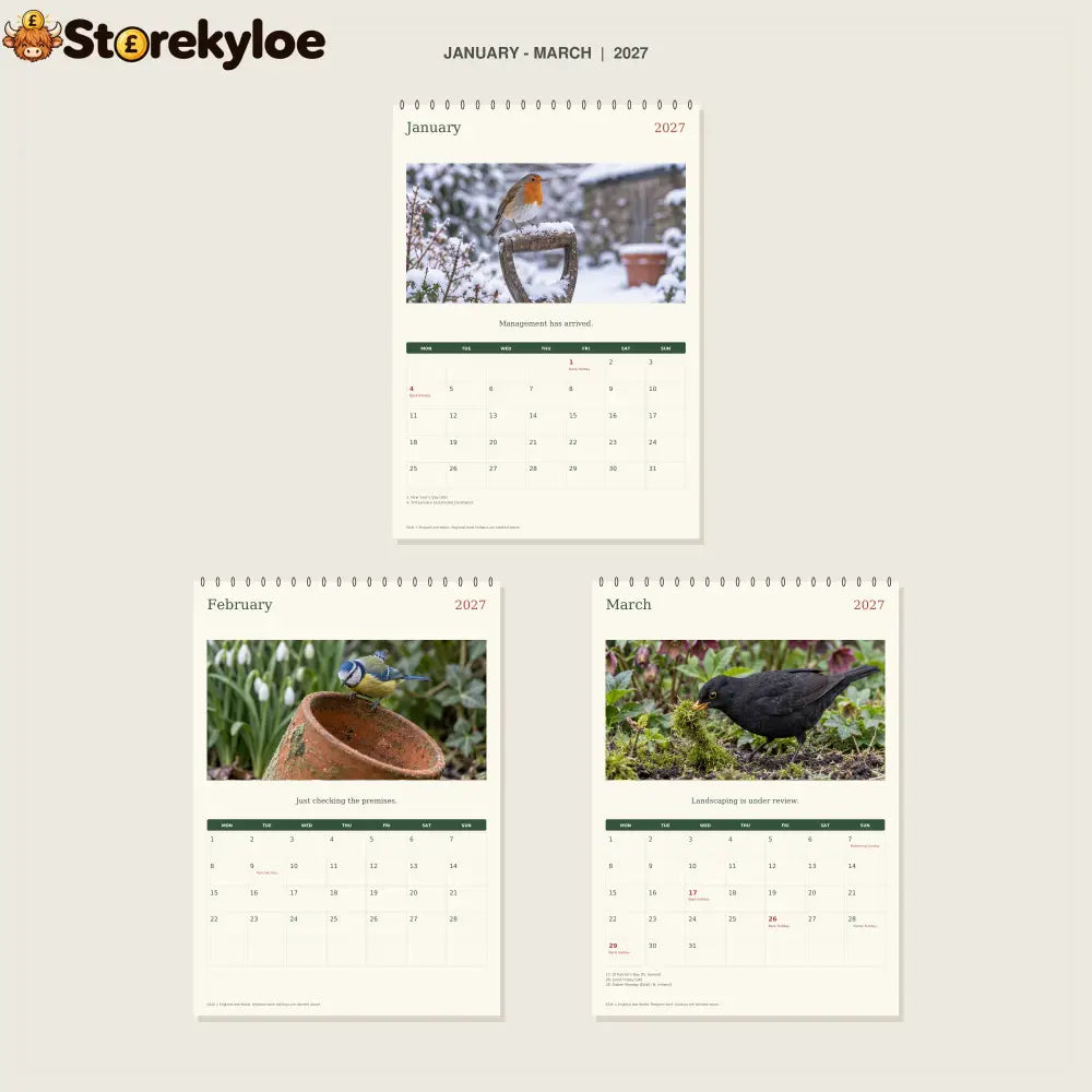 🔥The Birds Run This Garden - 2027 A4 Wall Calendar