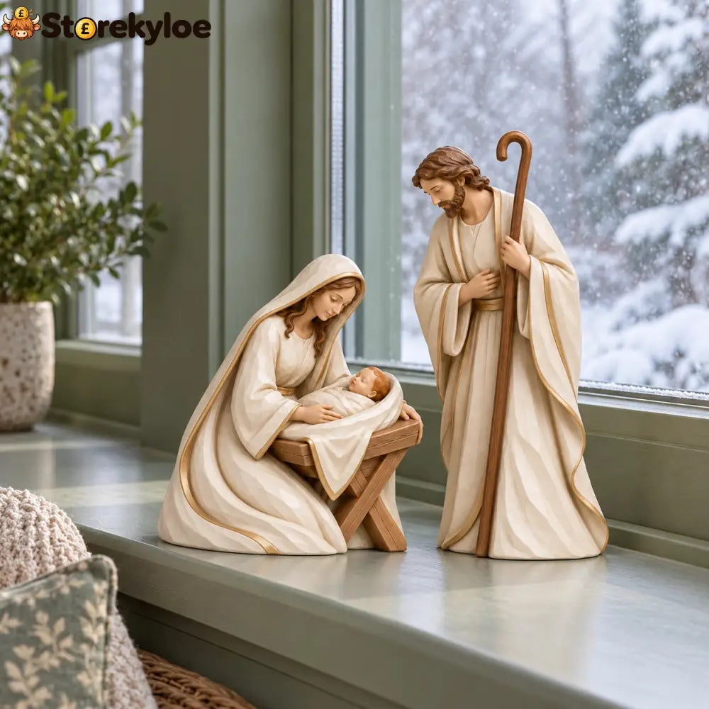 The First Christmas, Ivory & Gold Holy Family Nativity Set