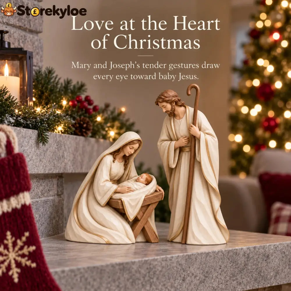 The First Christmas, Ivory & Gold Holy Family Nativity Set