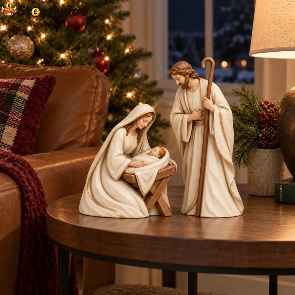 The First Christmas, Ivory & Gold Holy Family Nativity Set
