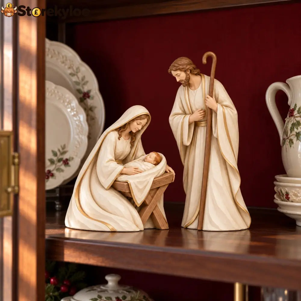 The First Christmas, Ivory & Gold Holy Family Nativity Set