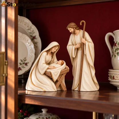 The First Christmas, Ivory & Gold Holy Family Nativity Set