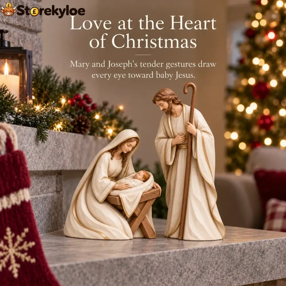 The First Christmas, Ivory & Gold Holy Family Nativity Set - Set