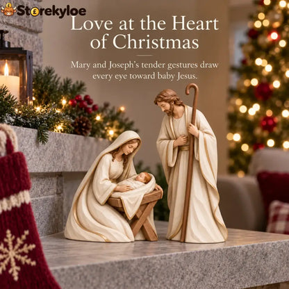The First Christmas, Ivory & Gold Holy Family Nativity Set - Set