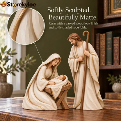 The First Christmas, Ivory & Gold Holy Family Nativity Set