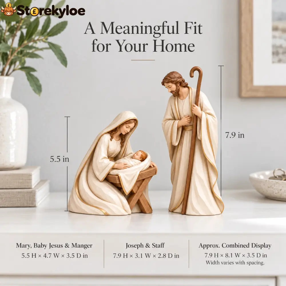The First Christmas, Ivory & Gold Holy Family Nativity Set