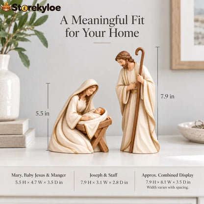 The First Christmas, Ivory & Gold Holy Family Nativity Set