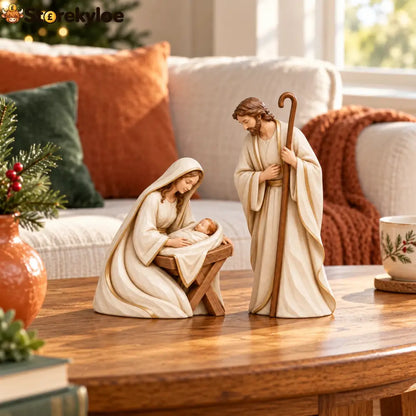 The First Christmas, Ivory & Gold Holy Family Nativity Set