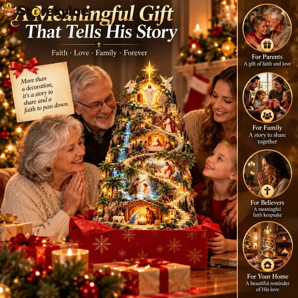 ✝️ The Journey of Faith™ – Lighted 3D Jesus Life Story Mountain with 6 Sacred Biblical Scenes