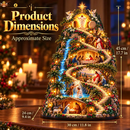 ✝️ The Journey of Faith™ – Lighted 3D Jesus Life Story Mountain with 6 Sacred Biblical Scenes