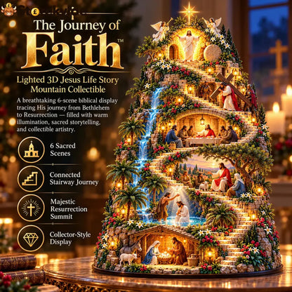 ✝️ The Journey of Faith™ – Lighted 3D Jesus Life Story Mountain with 6 Sacred Biblical Scenes