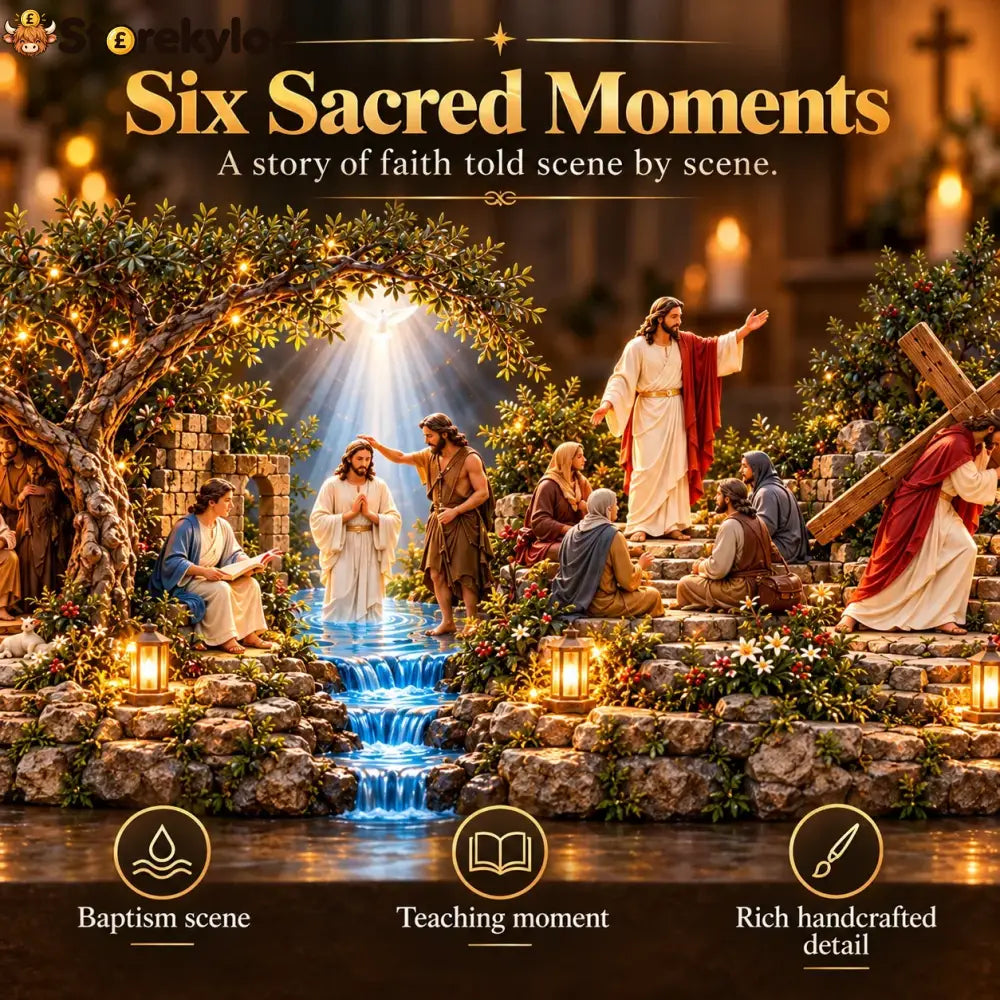 🎁The Journey of Jesus™ – Lighted 3D Biblical Story Centerpiece | Six Sacred Moments of Faith