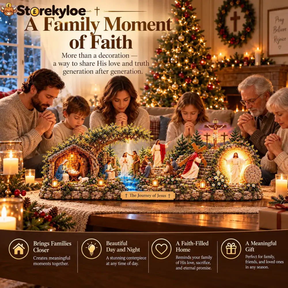 🎁The Journey of Jesus™ – Lighted 3D Biblical Story Centerpiece | Six Sacred Moments of Faith