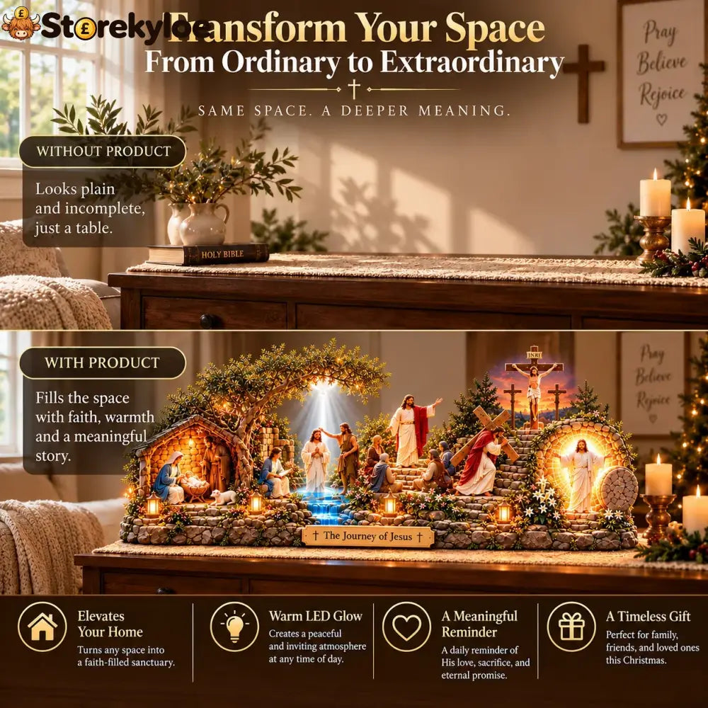 🎁The Journey of Jesus™ – Lighted 3D Biblical Story Centerpiece | Six Sacred Moments of Faith