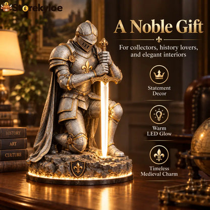 👑🛡️ The King’s Last Guardian – Illuminated Knight Sculpture
