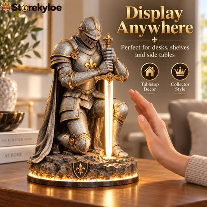 👑🛡️ The King’s Last Guardian – Illuminated Knight Sculpture