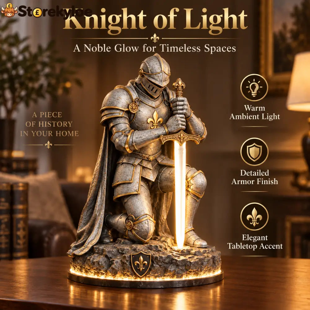 👑🛡️ The King’s Last Guardian – Illuminated Knight Sculpture