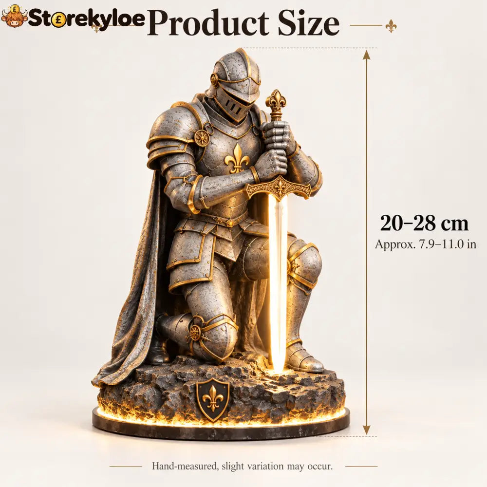 👑🛡️ The King’s Last Guardian – Illuminated Knight Sculpture