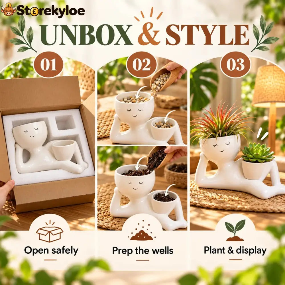 😴 The Lazy Lounger Ceramic Planter | The Desk Buddy Your Plants Deserve 🌿
