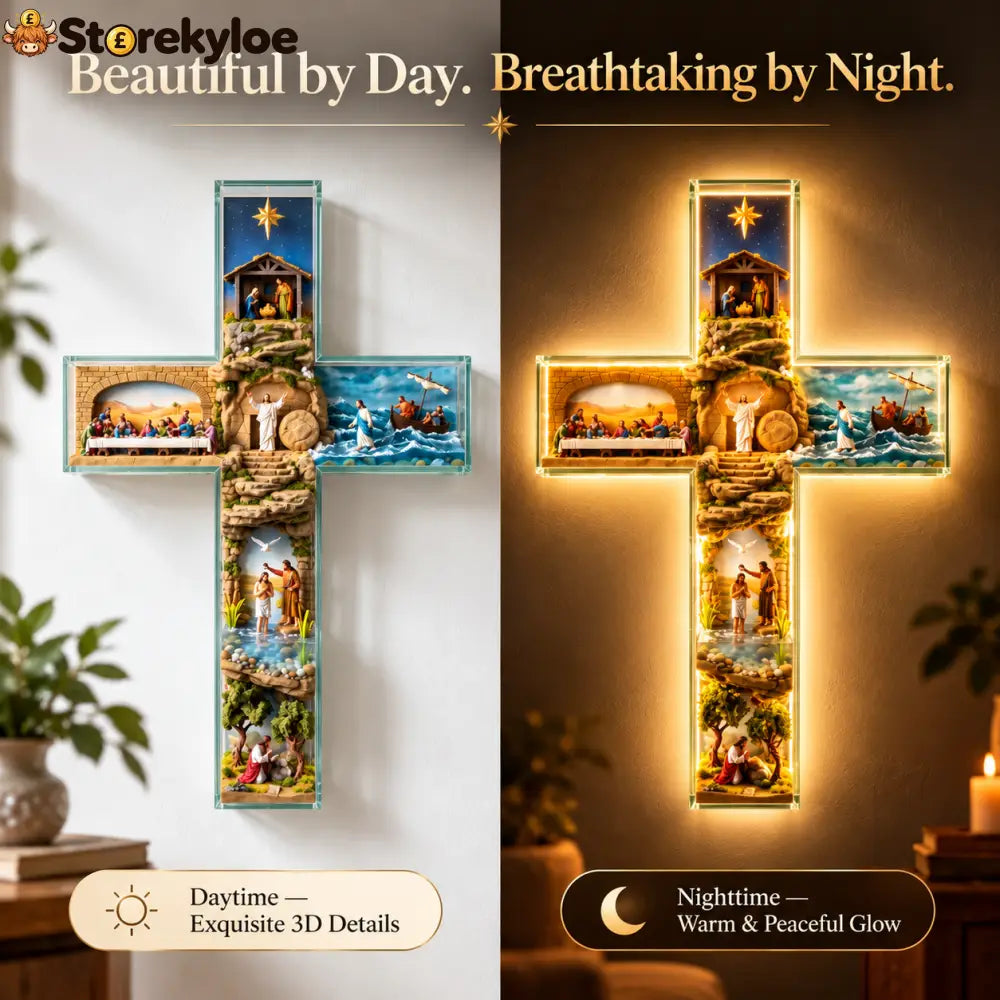 The Vigil Cross™ – Illuminated Biblical Story Wall Cross - ✝️ 1 Cross