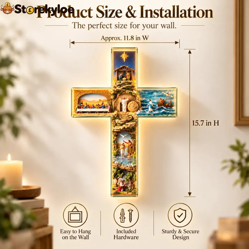 The Vigil Cross™ – Illuminated Biblical Story Wall Cross - ✝️ 1 Cross