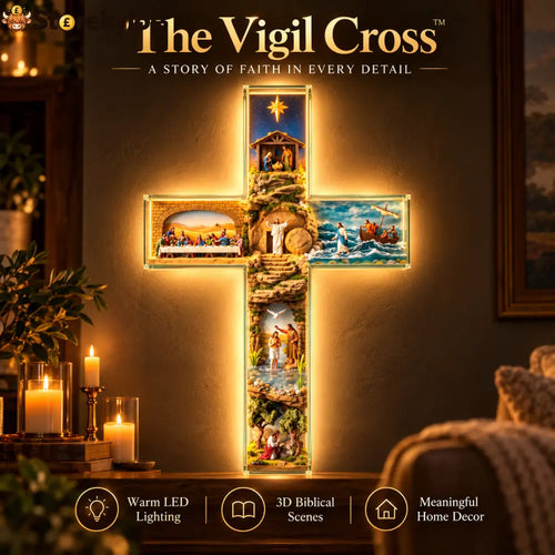 The Vigil Cross™ – Illuminated Biblical Story Wall Cross - ✝️ 1 Cross