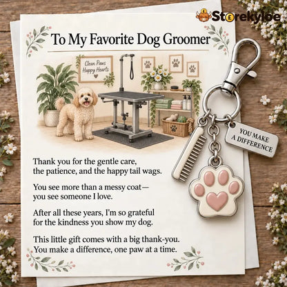✨ The ’You Make a Difference’ Appreciation Gift Set – Keychain & Greeting Card ✨ - 🐾 Dog Groomer / Buy 1