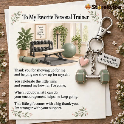✨ The ’You Make a Difference’ Appreciation Gift Set – Keychain & Greeting Card ✨ - 🏋️♀️ Personal Trainer / Buy 1