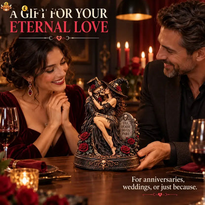🖤🥀 Till Death Do Us Part – Gothic Witch & Skeleton Lovers Statue