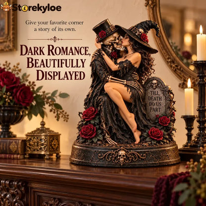 🖤🥀 Till Death Do Us Part – Gothic Witch & Skeleton Lovers Statue
