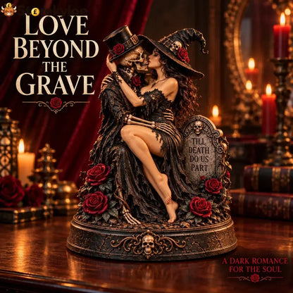 🖤🥀 Till Death Do Us Part – Gothic Witch & Skeleton Lovers Statue - 🖤 Eternal Vow
