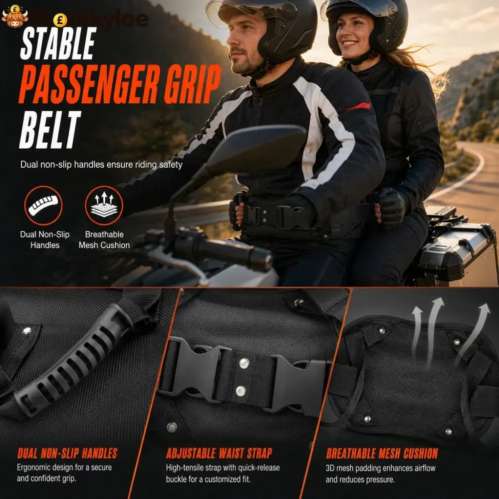 ⏳time-limited Special⏰: Motorcycle Passenger Grab Belt 🏍️ - Black