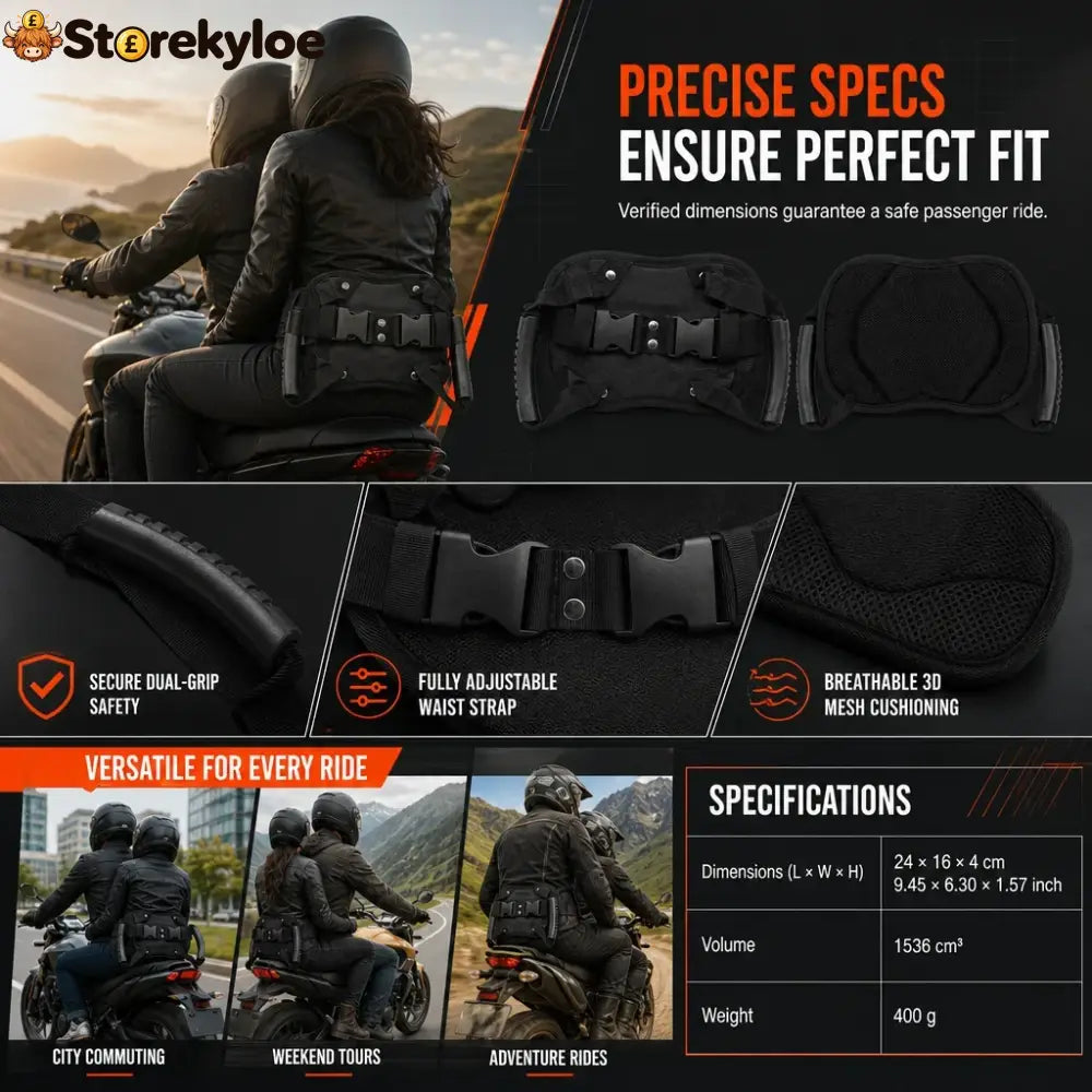 ⏳time-limited Special⏰: Motorcycle Passenger Grab Belt 🏍️ - Black