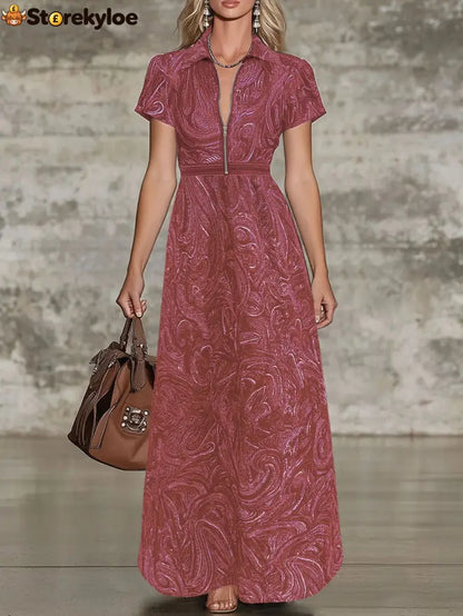🌟 Timeless Paisley Print Maxi Dress: Effortless Elegance for Every Occasion - Burgundy / S