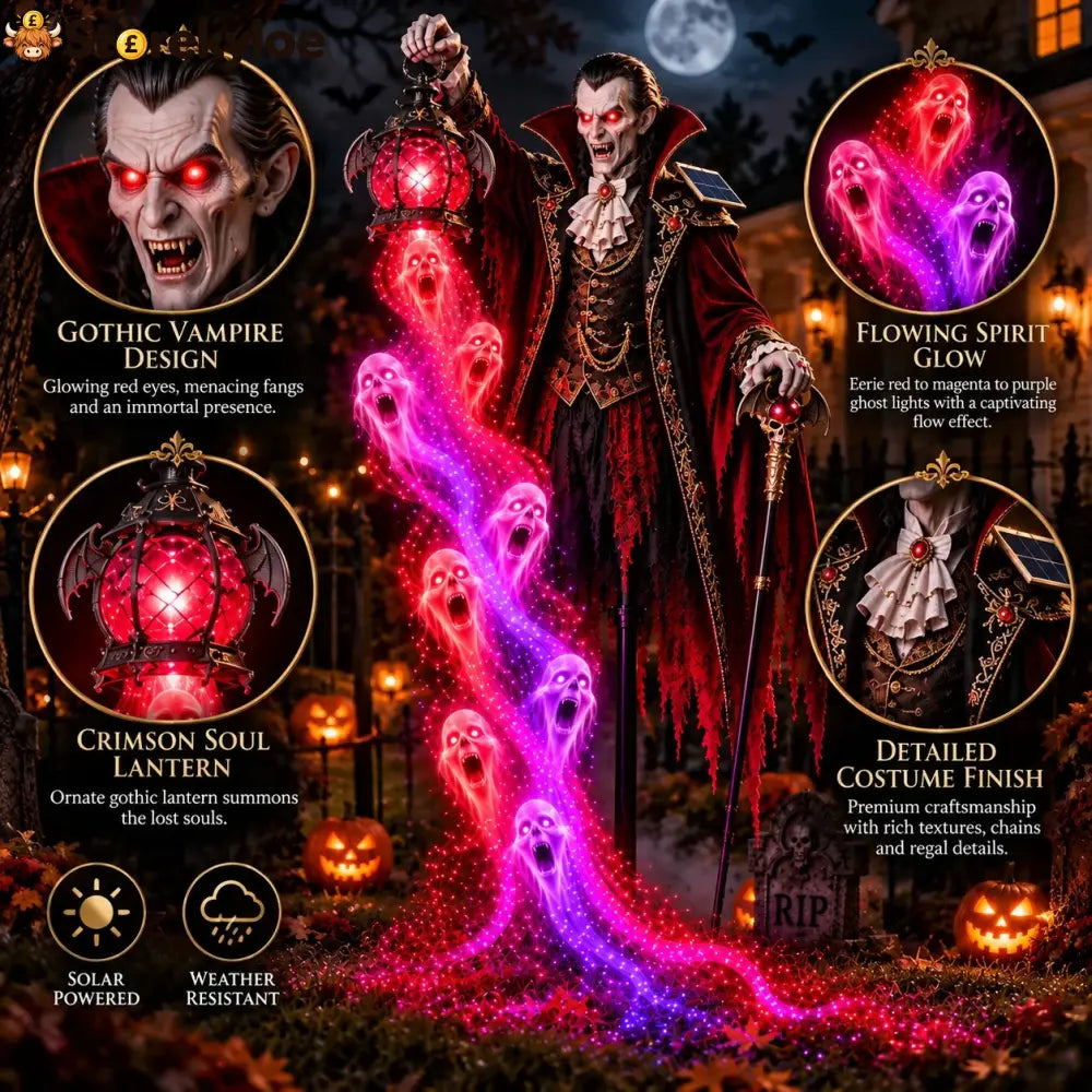 🎁 Today Only: 49% Off 🎁🧛 Vampire Lord Crimson Soul Solar Garden Light