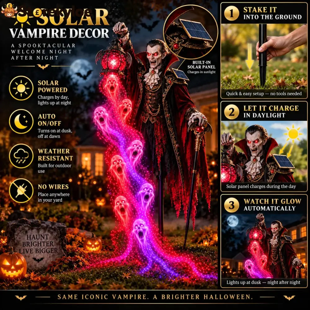 🎁 Today Only: 49% Off 🎁🧛 Vampire Lord Crimson Soul Solar Garden Light