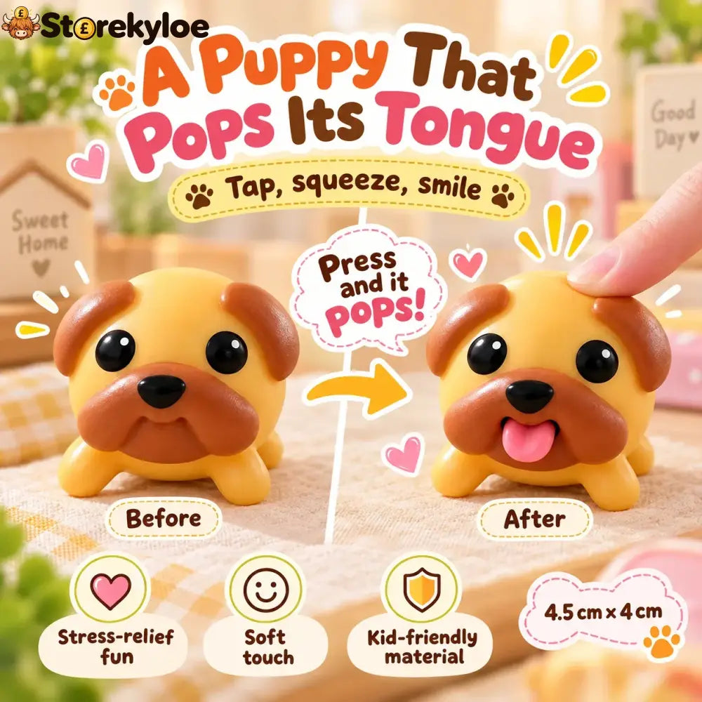 🐶tongue-popping Puppy Squeeze Toy – Cute Pocket Fidget Companion - Buy 1 Set (3 Pcs)