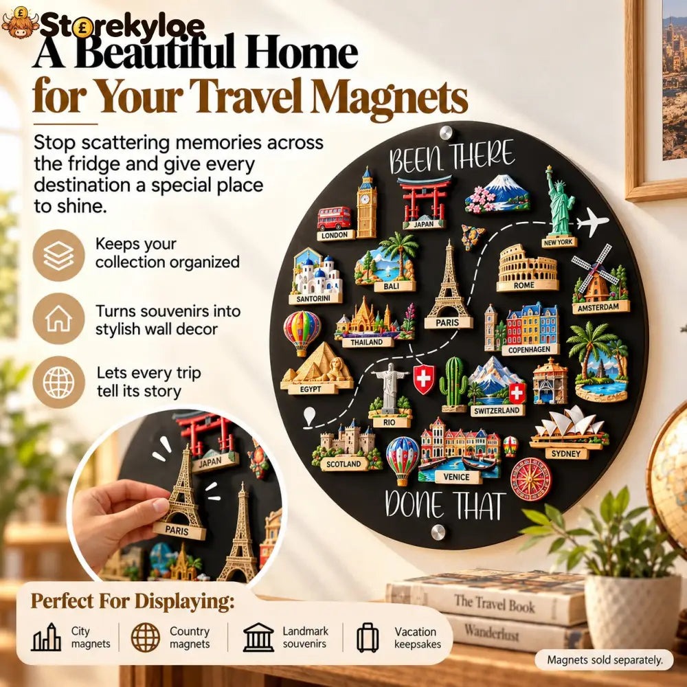 🌎✨Travel Magnet Board - 💕Every Magnet Has a Story. Every Journey Deserves a Place - Circle / 8 inches (20 cm)