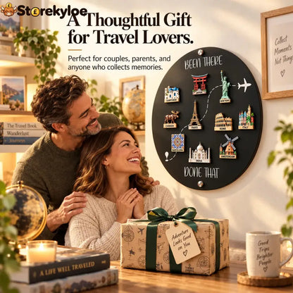 🌎✨Travel Magnet Board - 💕Every Magnet Has a Story. Every Journey Deserves a Place - Circle / 8 inches (20 cm)