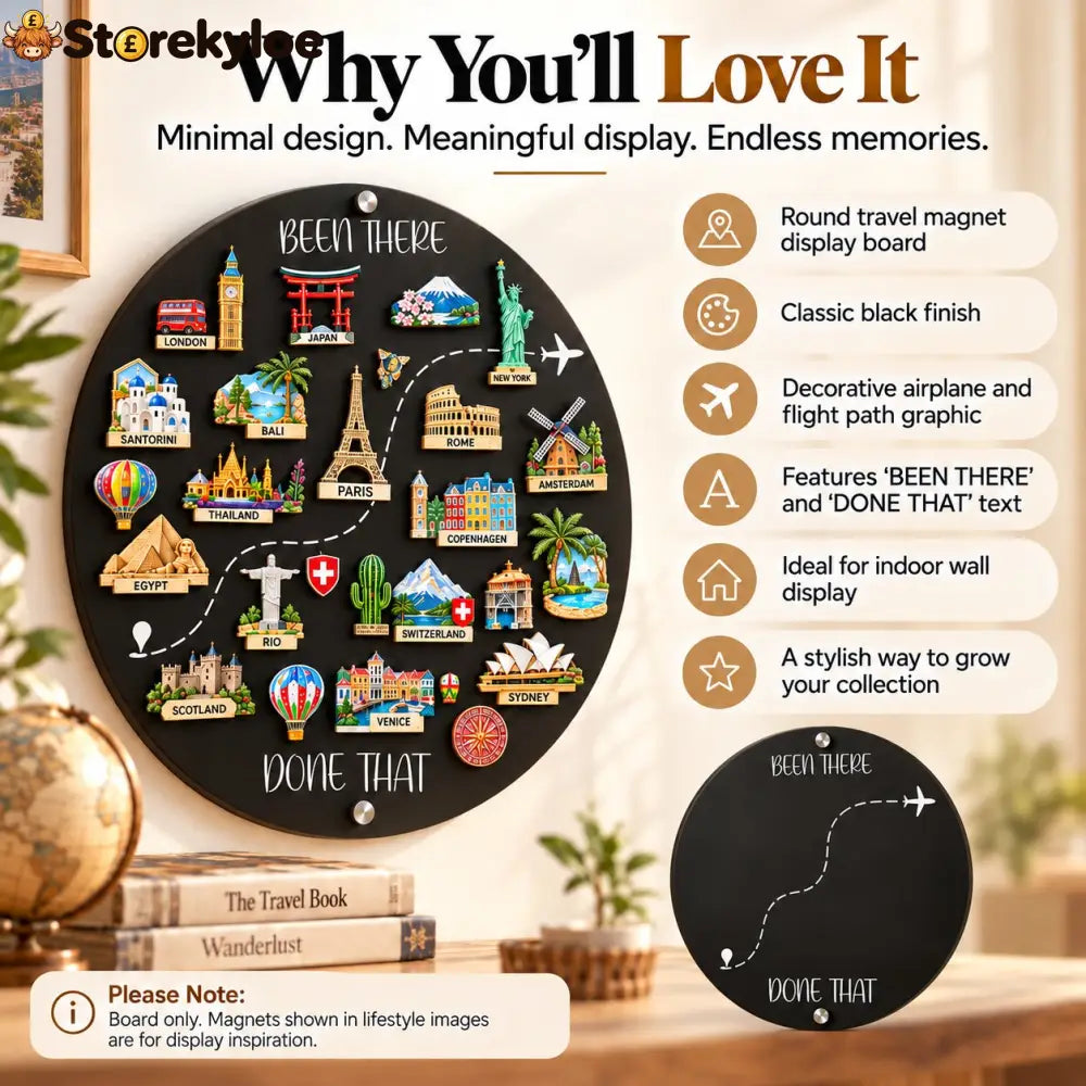 🌎✨Travel Magnet Board - 💕Every Magnet Has a Story. Every Journey Deserves a Place - Circle / 8 inches (20 cm)