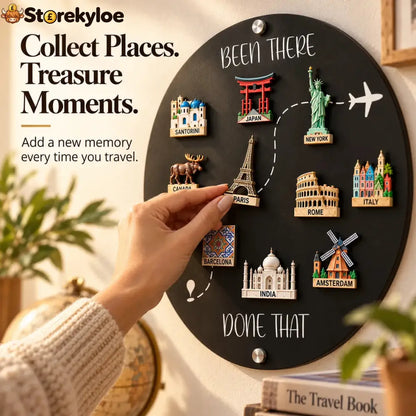 🌎✨Travel Magnet Board - 💕Every Magnet Has a Story. Every Journey Deserves a Place - Circle / 8 inches (20 cm)