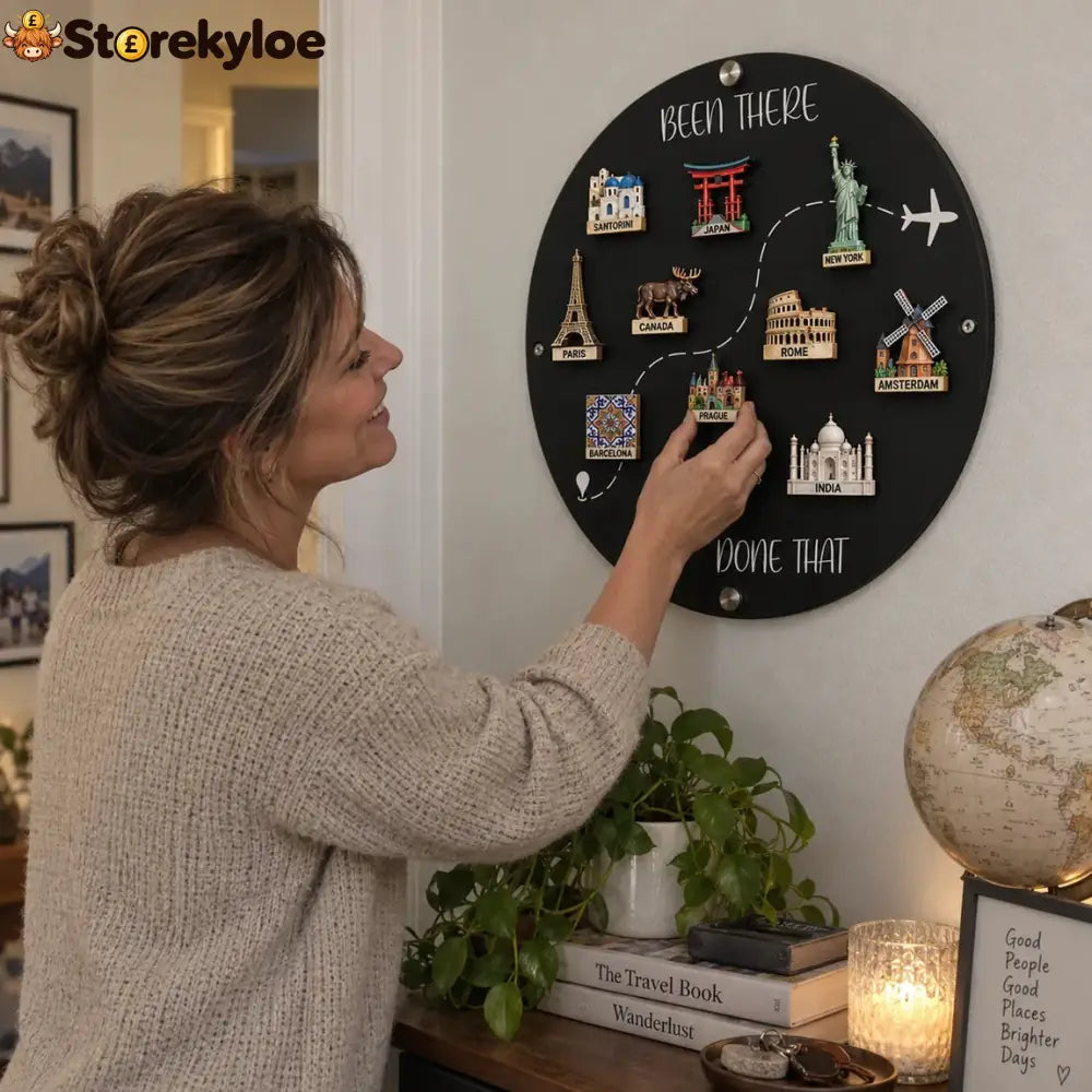 🌎✨Travel Magnet Board - 💕Every Magnet Has a Story. Every Journey Deserves a Place - Circle / 8 inches (20 cm)