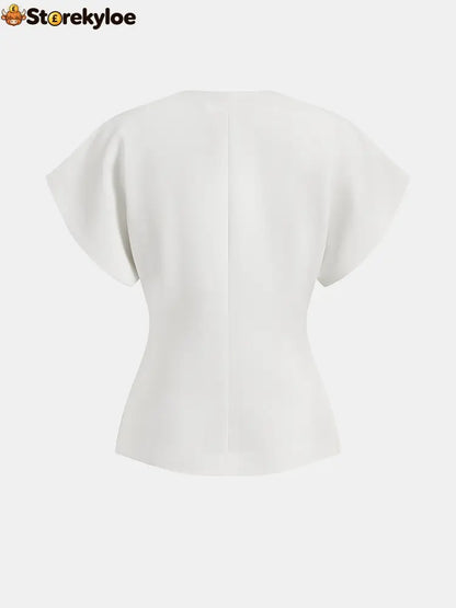 Trendy V-Neck Button Down Blouse