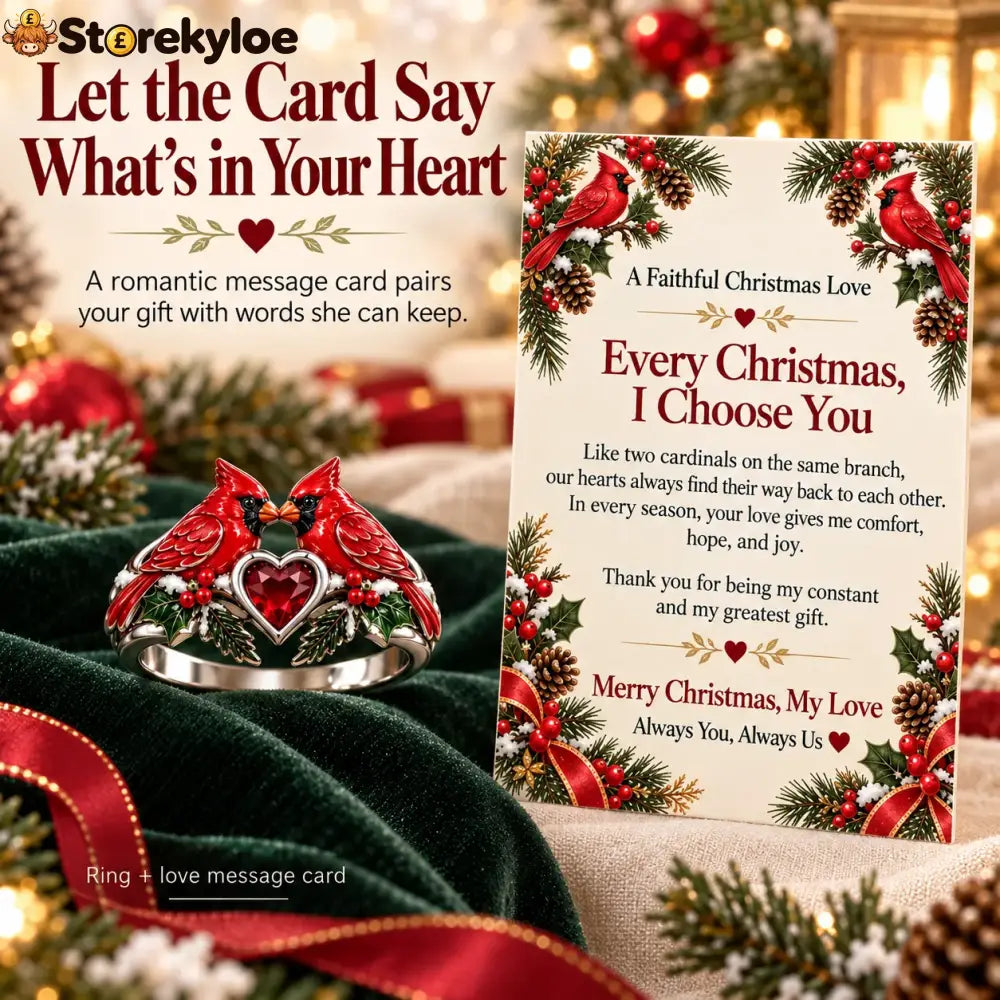 🎄two Cardinal Heart Christmas Ring | “every Christmas I Choose You” ❤️