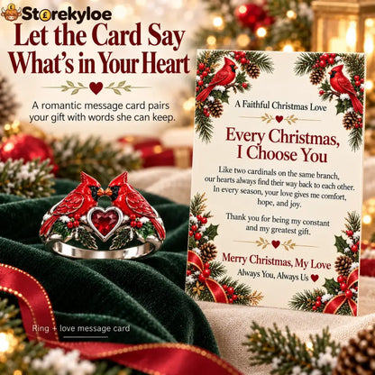 🎄two Cardinal Heart Christmas Ring | “every Christmas I Choose You” ❤️
