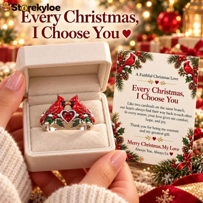 🎄two Cardinal Heart Christmas Ring | “every Christmas I Choose You” ❤️